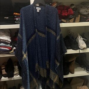 Catherines Blue and Gold Poncho